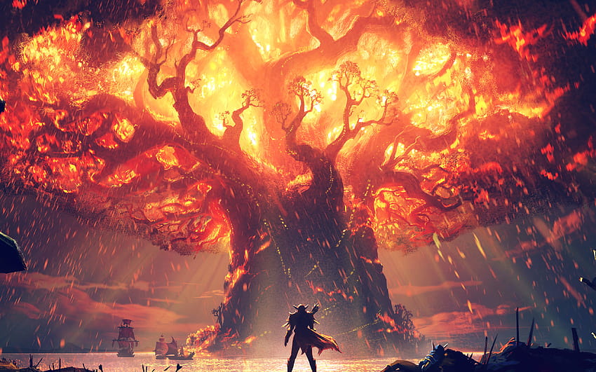 Sylvanas Membakar Pohon Dunia Wallpaper HD
