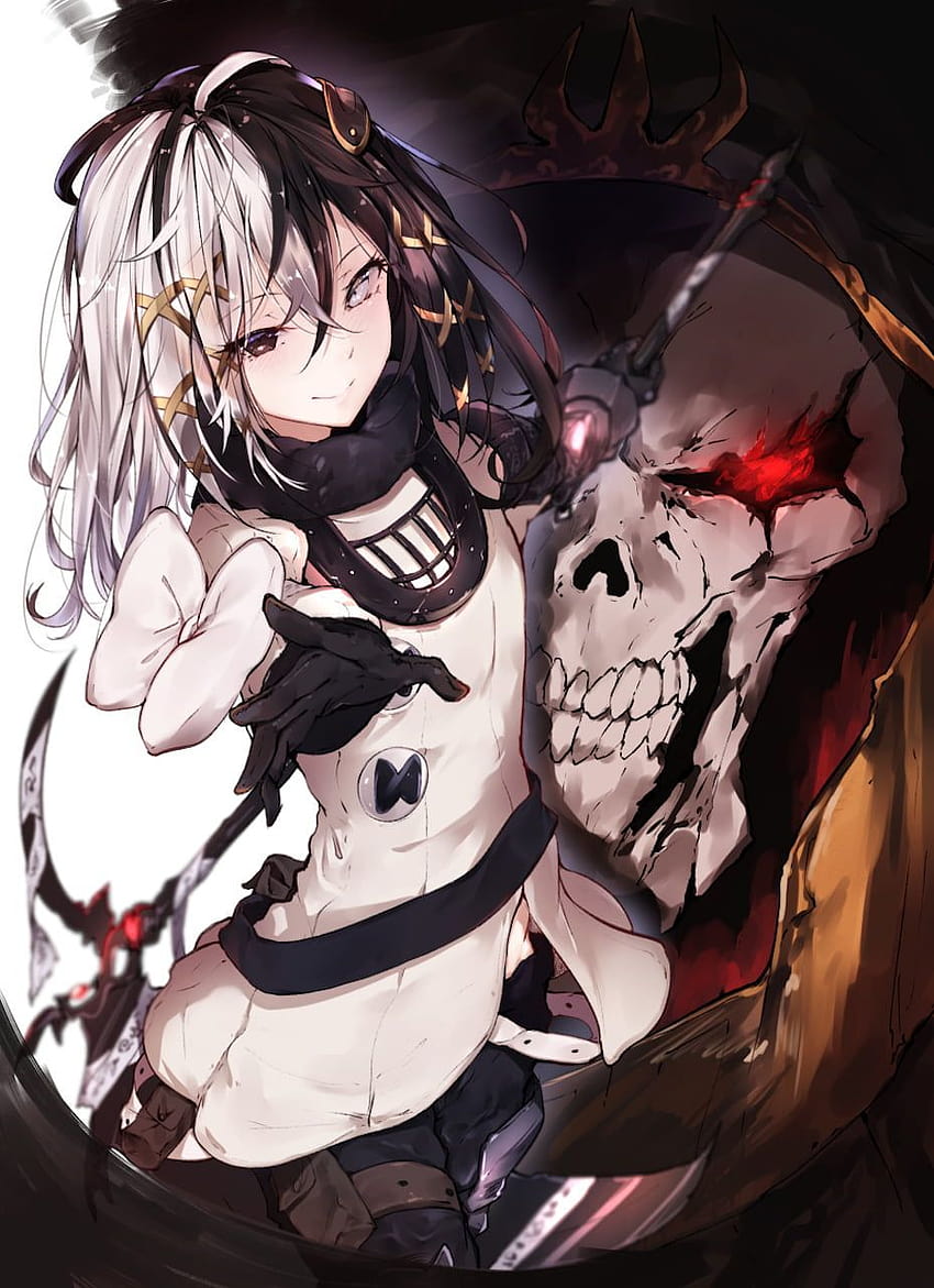 Overlord artwork Ainz Ooal Gown white dress long hair, girl with white hair anime HD phone wallpaper