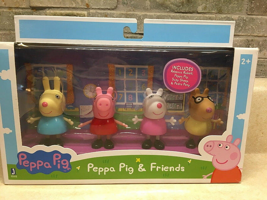 Peppa Pig 8 เพื่อน ซูซี่ แกะ เปโดร โพนี่ รีเบคก้า แรบบิท โซอี้ ม้าลาย วอลล์เปเปอร์ HD