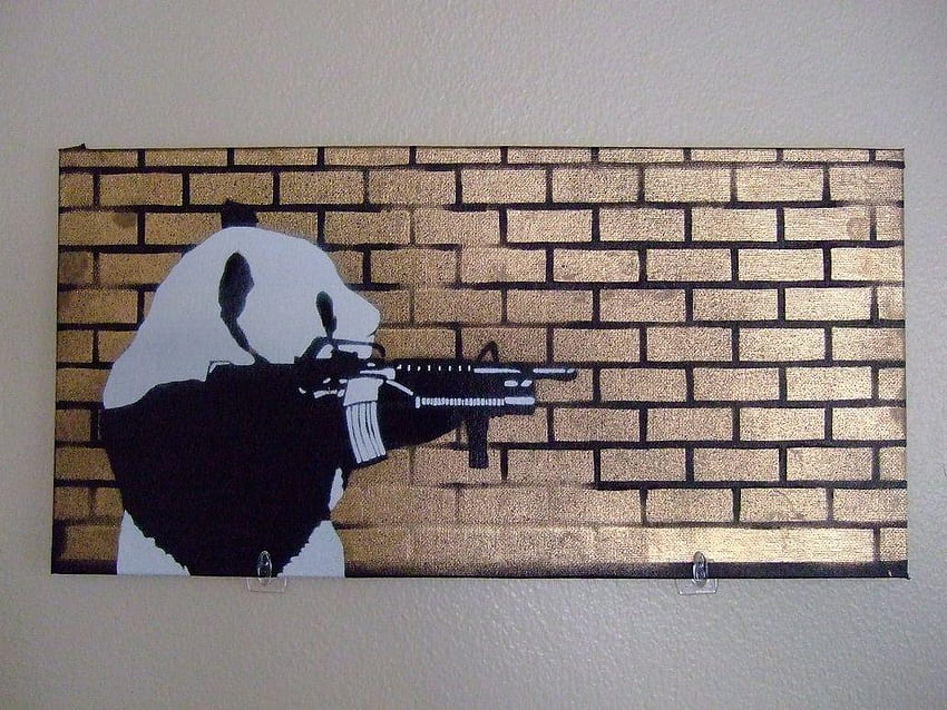 Angry Panda 2 by ScrapeScrapin, panda with guns HD wallpaper