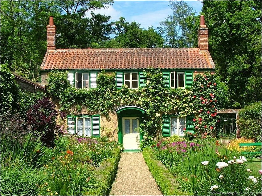 Cottage Garden, englischer Cottage-Computer HD-Hintergrundbild