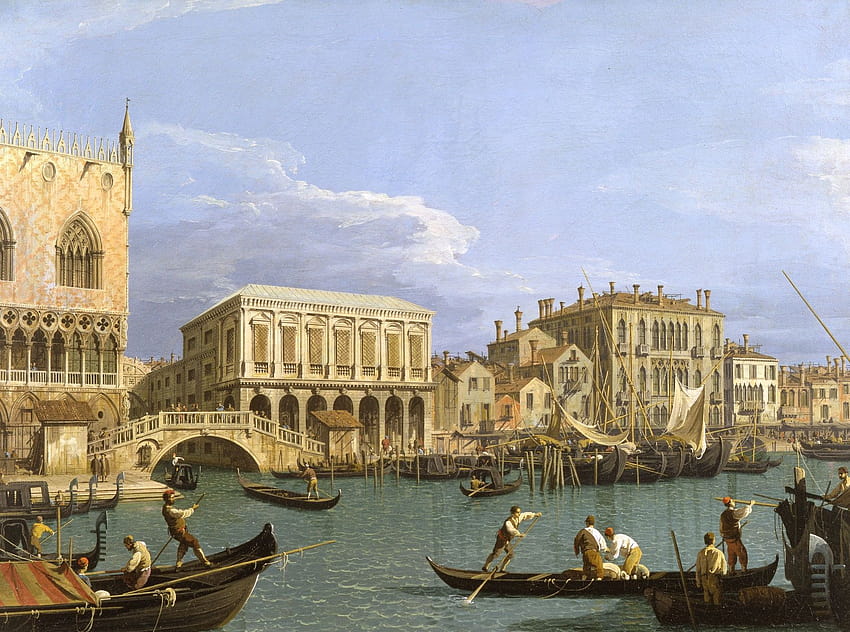 ПРОСВЕТЕНИЕТО ~ Антонио Каналето, Рива дели Скиавони, Венеция, ок. 1735 HD тапет