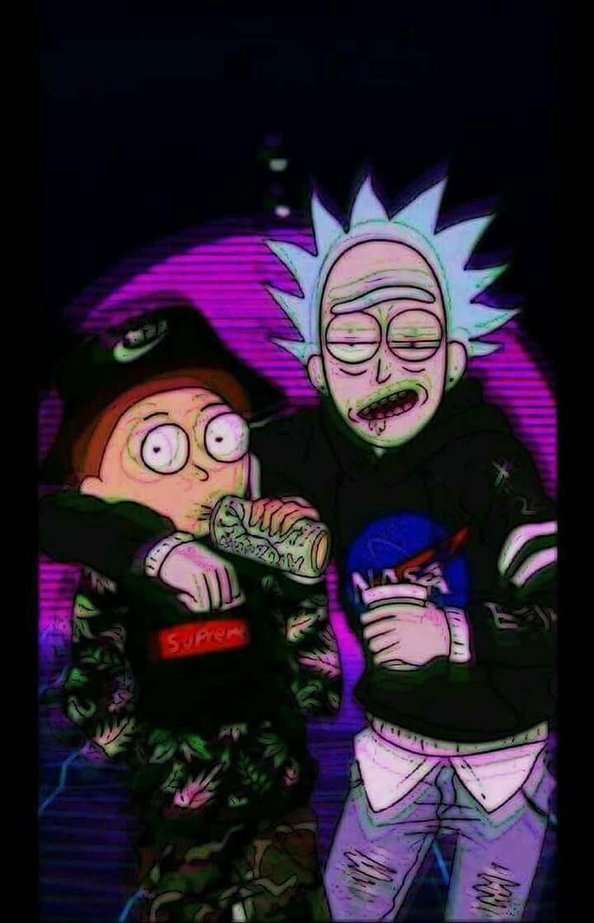 2 Supreme Rick And Morty, tumblr psychedelic rick and morty HD phone wallpaper