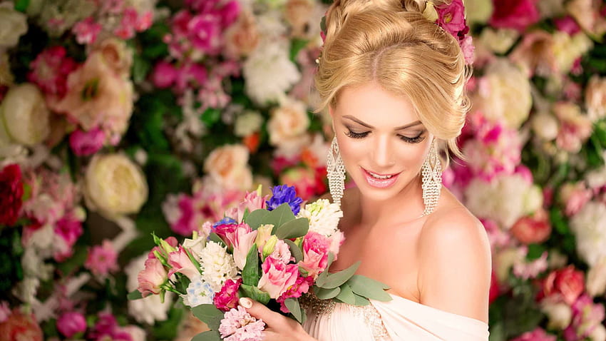 Bride Flowers Backgrounds Mac, coiffures de mariée fleurs artificielles Fond d'écran HD