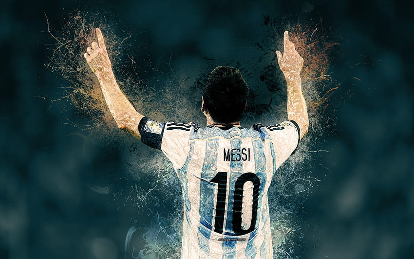 Lionel Messi, Kunst, argentinische Fußballnationalmannschaft, Malkunst, Grunge, argentinischer Fußballer, kreative Kunst, Fußball mit einer Auflösung von 3840 x 2400. Hohe Qualität, Messi-Kunst HD-Hintergrundbild