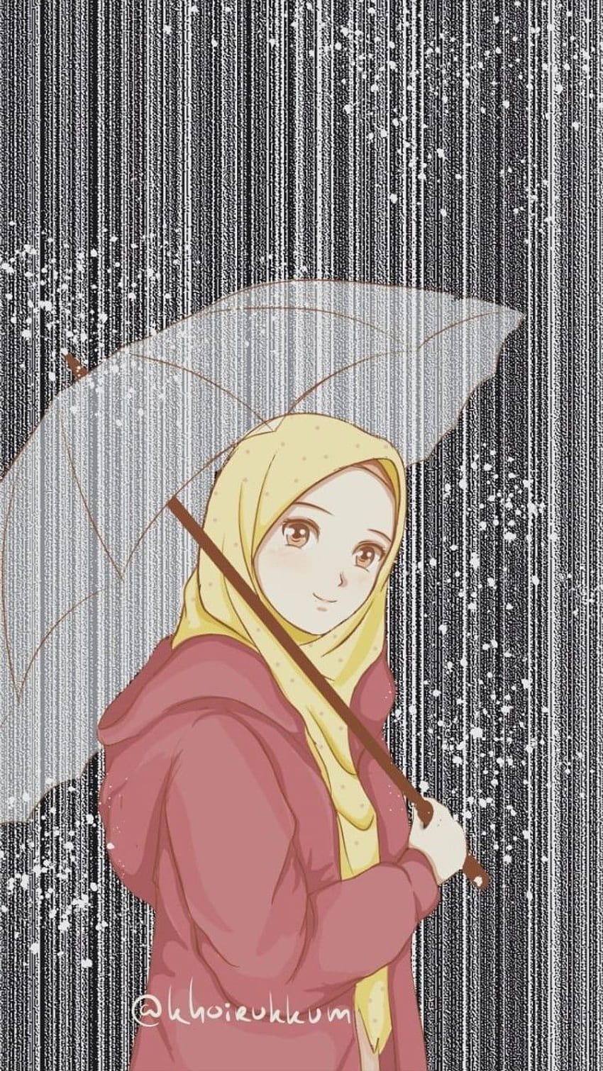 Animated Hijabi, islamic cartoon HD phone wallpaper