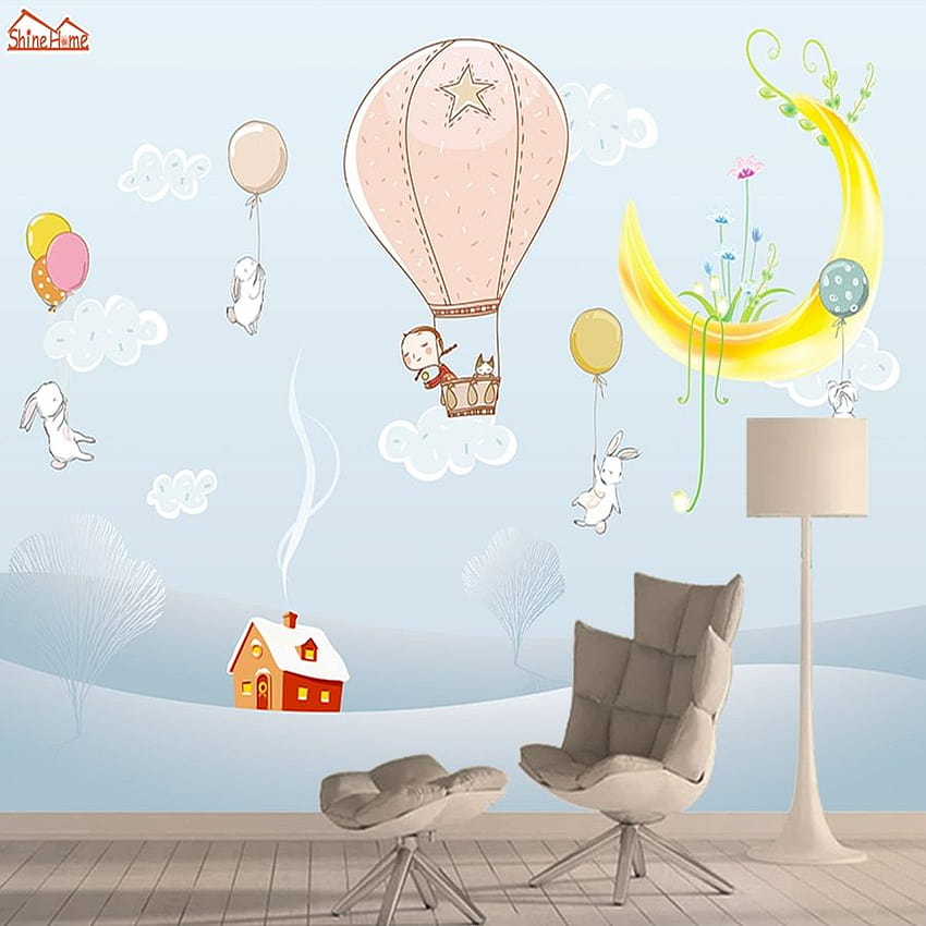 3d dibujos animados para sala de estar niños dormitorio contacto papel de pared decoración del hogar Luna autoadhesivo Mural rollo on AliExpress, smile room fondo de pantalla del teléfono