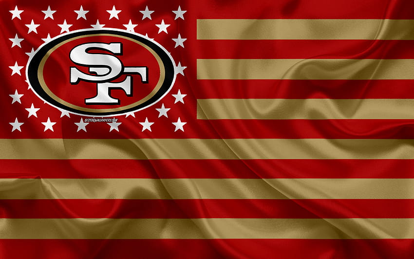 San Francisco 49ers, American football team, creative American flag, red gold flag, NFL, San Francisco, California, USA, logo, emblem, silk flag, National Football League, American football with resolution, 49ers football HD wallpaper