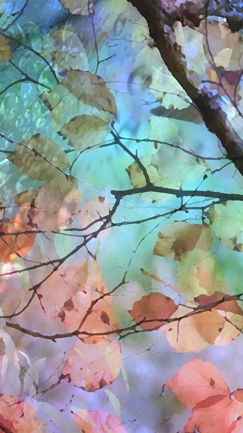Pintura em aquarela, árvore, folhas, outono 750x1334 iPhone 8/7/6/6S, fundo, aquarela de outono Papel de parede de celular HD