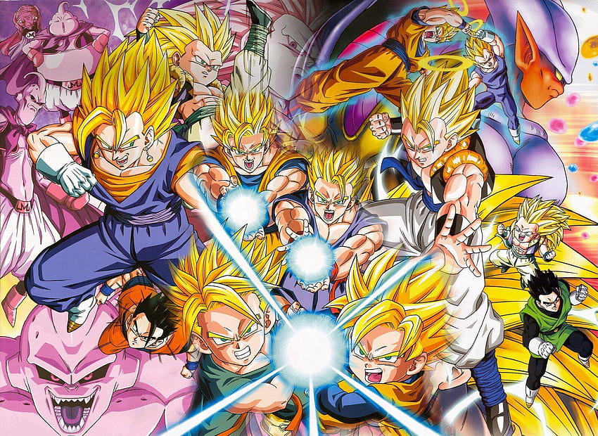 Anime, Dragon Ball, Goku, Gohan (Dragon Ball), Trunks (Dragon Ball), Vegeta  (Dragon Ball), HD wallpaper