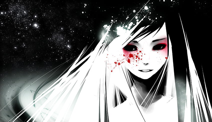 Minimalistic, blood ::, dark smile anime girl HD wallpaper | Pxfuel