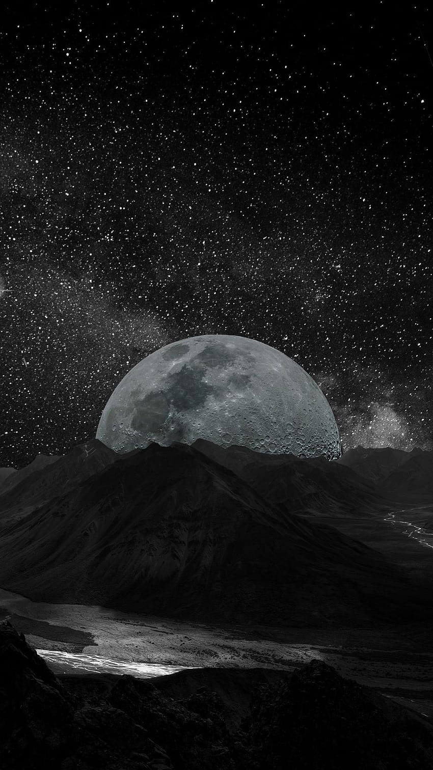 Księżyc, planeta, gwiazdy, galaktyka, przestrzeń, tła – Fajna estetyka księżycowej planety Tapeta na telefon HD