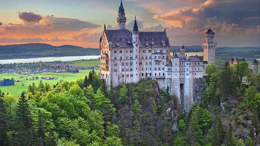 Замъкът Нойшванщайн, Германия, Бавария, баварска пролет HD тапет