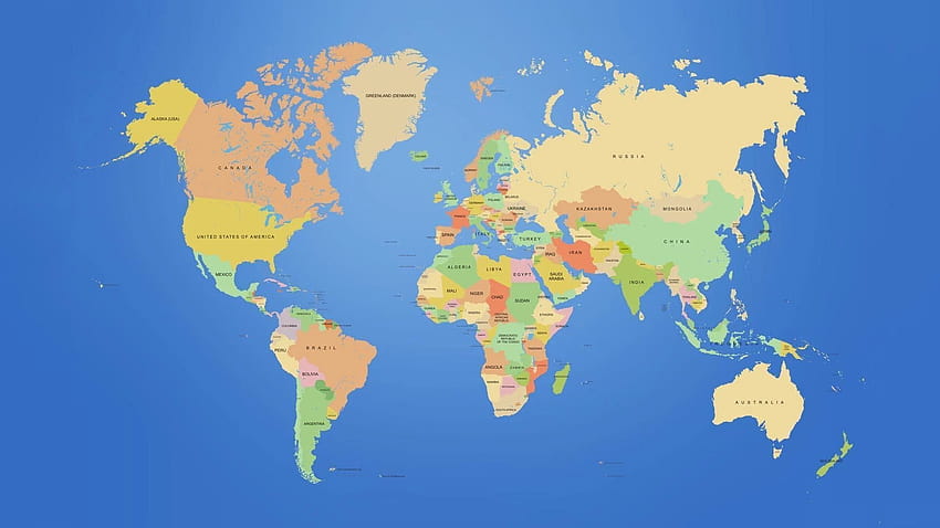 World Map Computer, Weltkarte mit Kapitell HD-Hintergrundbild
