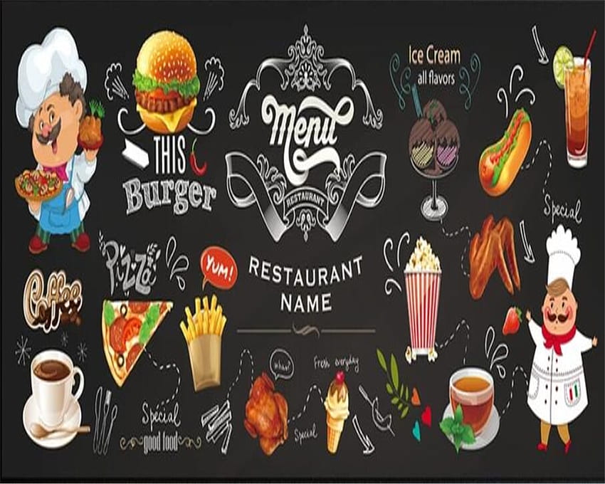 beibehang-custom-3d-hand-painted-western-restaurant-fast-food