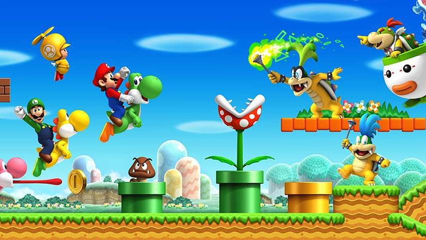 Sehen Sie sich den Clip an: Neuer Super Mario Bros. Wii-Durchlauf, neue Super Mario Bros. Wii HD-Hintergrundbild