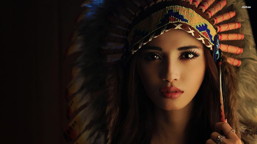 Red Indian Costume, native american headdress girls HD wallpaper