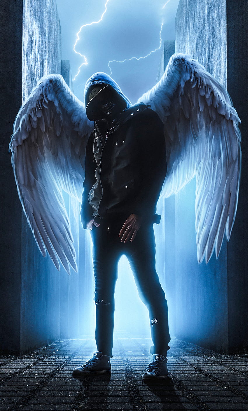 1280x2120 Hoodie Guy With Wings iPhone , Backgrounds, and, man with wings HD phone wallpaper