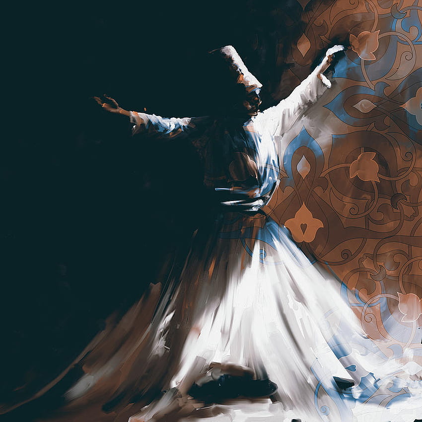 Pintura 716 4 Remolino sufí 2 Pintura de Mawra Tahreem, danza sufí fondo de pantalla del teléfono