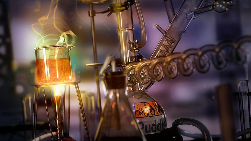 Química, reacción química. fondo de pantalla