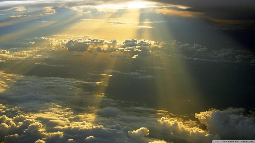 V.6.1 199.2 kbyte, The sun in the clouds, 1280x720 pixels, sun behind clouds HD wallpaper