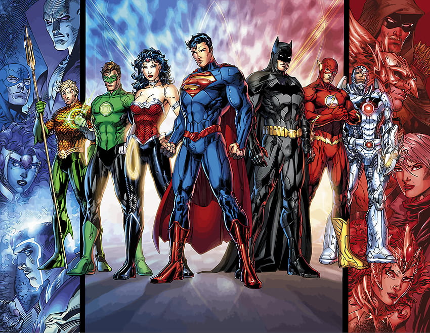 Comics Justice League DC Comics Superman Batman Flash Cyborg Wonder Woman Green Lantern Aquaman Hawkman Atom Firestorm Green Arrow Bruce Wayne Barry Allen HD тапет