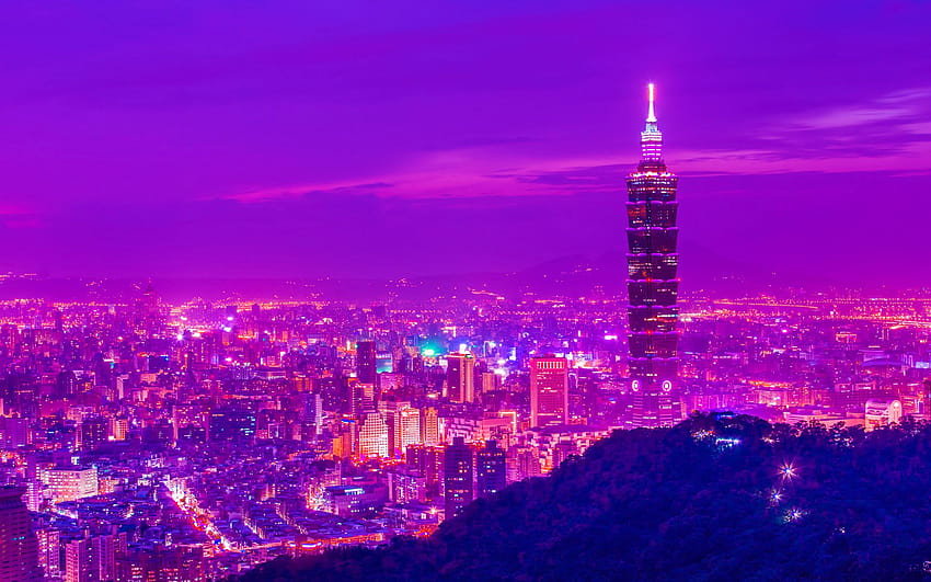 台北 101 超高層ビルと台北の街並み 高画質の壁紙