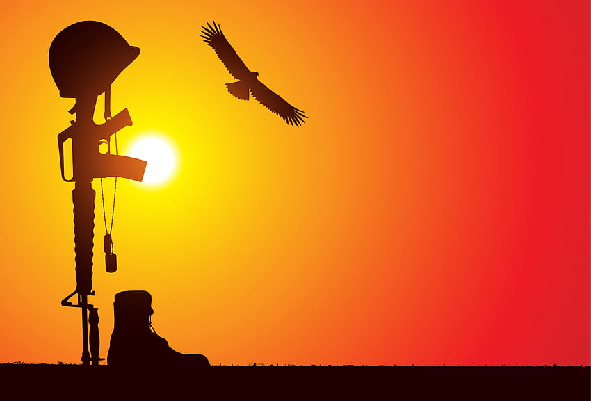 Vogel, Gewehr, Sonnenlicht, Helm, Silhouette, Militär, Waffen, Waffen, Sonnenuntergang / und mobile Hintergründe, Militärwaffen HD-Hintergrundbild