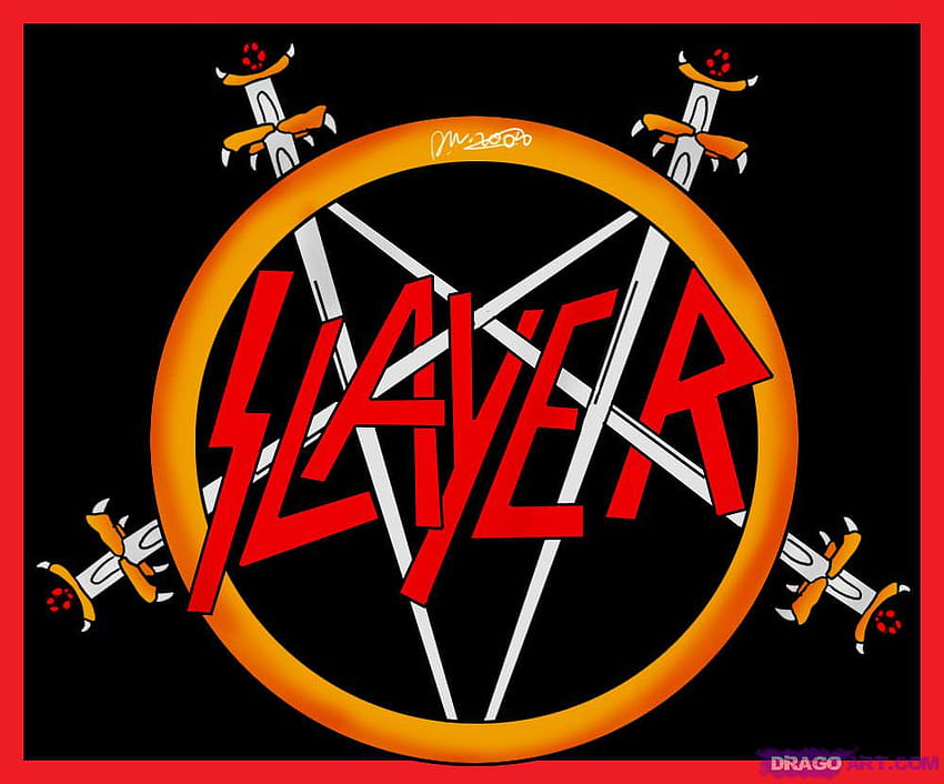 Cómo dibujar el pentagrama de Slayer, paso a paso, logotipos de bandas, pop, logotipo de Slayer fondo de pantalla