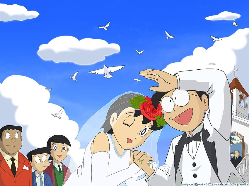 Nobita Shizuka Wedding, nobita HD wallpaper