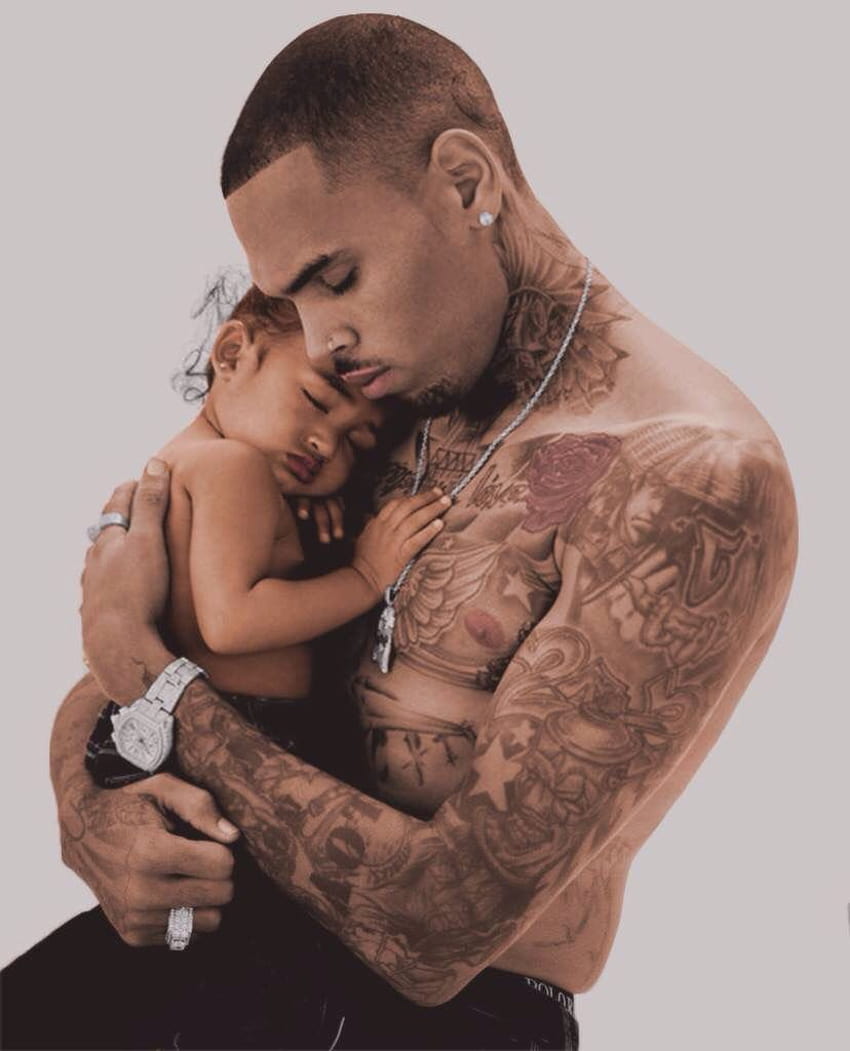 Chris Brown i jego córka Royalty, Chris Brown Royal Tapeta na telefon HD