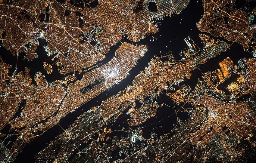 city, lights, USA, United States, night, New York, new york map HD wallpaper