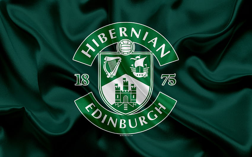 Hibernian FC, Scottish Football Club, logo, Hibernian emblem, Scottish Premiership, football, Edinburgh, Scotland, UK, silk flag, Scottish Football Championship with resolution 3840x2400. High Quality HD wallpaper