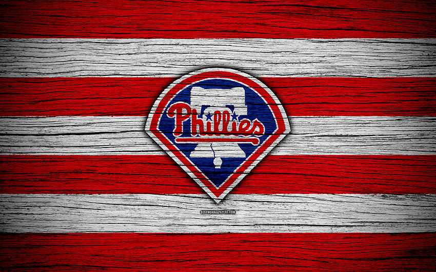 Philadelphia Phillies, MLB, beyzbol, ABD, Major League Baseball, ahşap doku, sanat, 3840x2400 çözünürlüğe sahip beyzbol kulübü. Yüksek Kalite, 2022 philadelphia phillies HD duvar kağıdı
