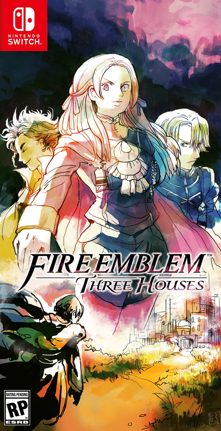 Un fan de Fire Emblem prend en main l'art de la boîte de trois maisons, emblème du feu trois maisons Fond d'écran de téléphone HD