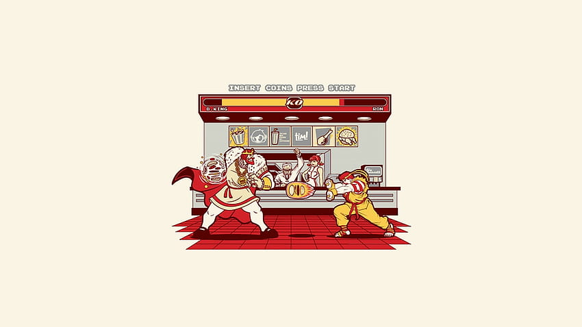 абстрактен минималистичен боец ​​уличен боец ​​ronald mcdonald mcdonalds солиден burger king опростен – видео игри Street Fighter, mcdonalds сладко аниме HD тапет