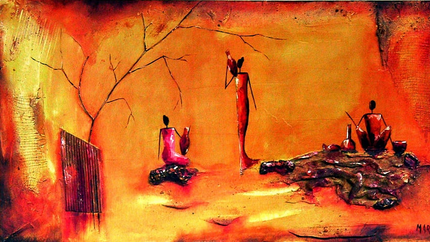 Pintura al óleo abstracta Diseño de arte Pintado a mano, pinturas de mujeres africanas fondo de pantalla
