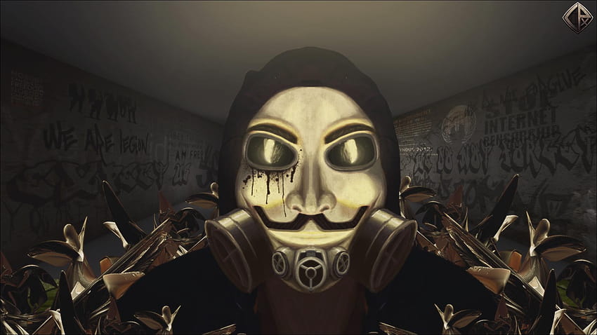 Анонимен противогаз от Corpex, анонимна светодиодна маска HD тапет