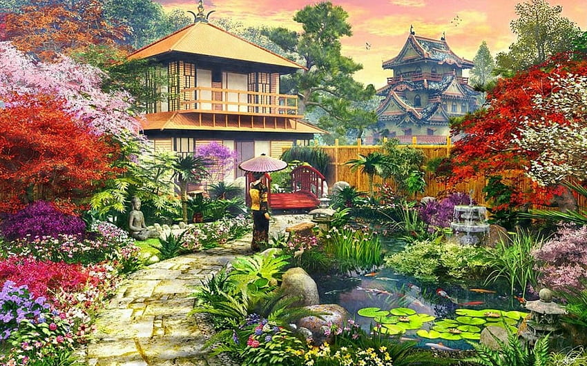 Garden in 2020 aesthetic anime garden purple HD phone wallpaper  Pxfuel