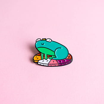 Lesbian Pride Frog Pin Sunset Lesbian LGBT+ Flag | Chibi Superhero Enamel  Gay Frog Pin