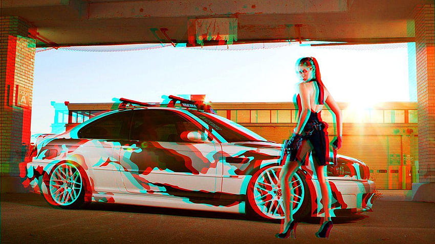 車 3D アナグリフ レッド シアン、Fan2Relief3D 作、レッド シアンの 3D 高画質の壁紙