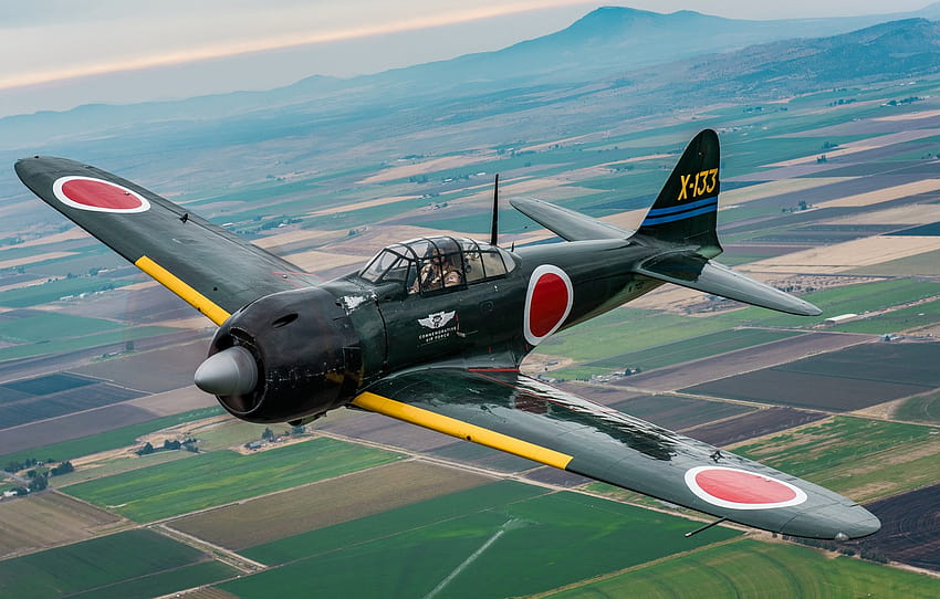 戦闘機、日本語、甲板、A6M3 ゼロ、セクション авиация、三菱 a6m ゼロ 高画質の壁紙