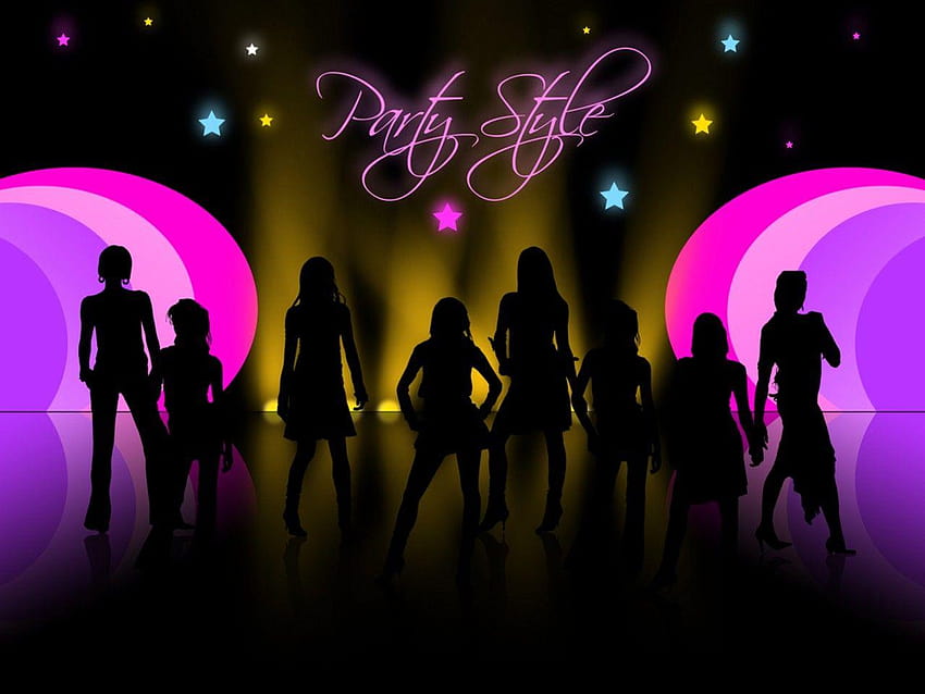 People silhouettes in night club PPT Backgrounds Template for HD wallpaper