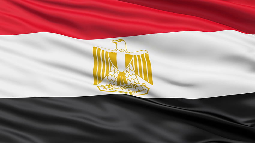Tricolor Waving Flag Of Egypt With The National Emblem HD wallpaper