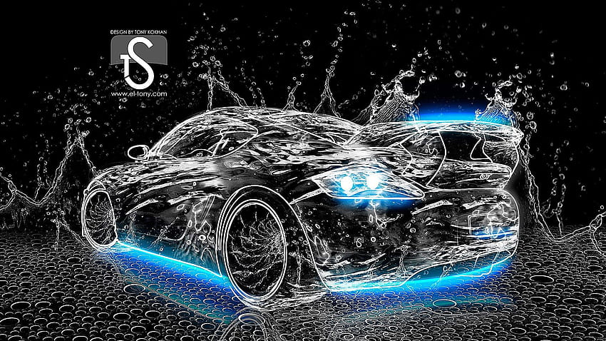 3 Amazing Cars with hop Water Effect, neon car HD wallpaper