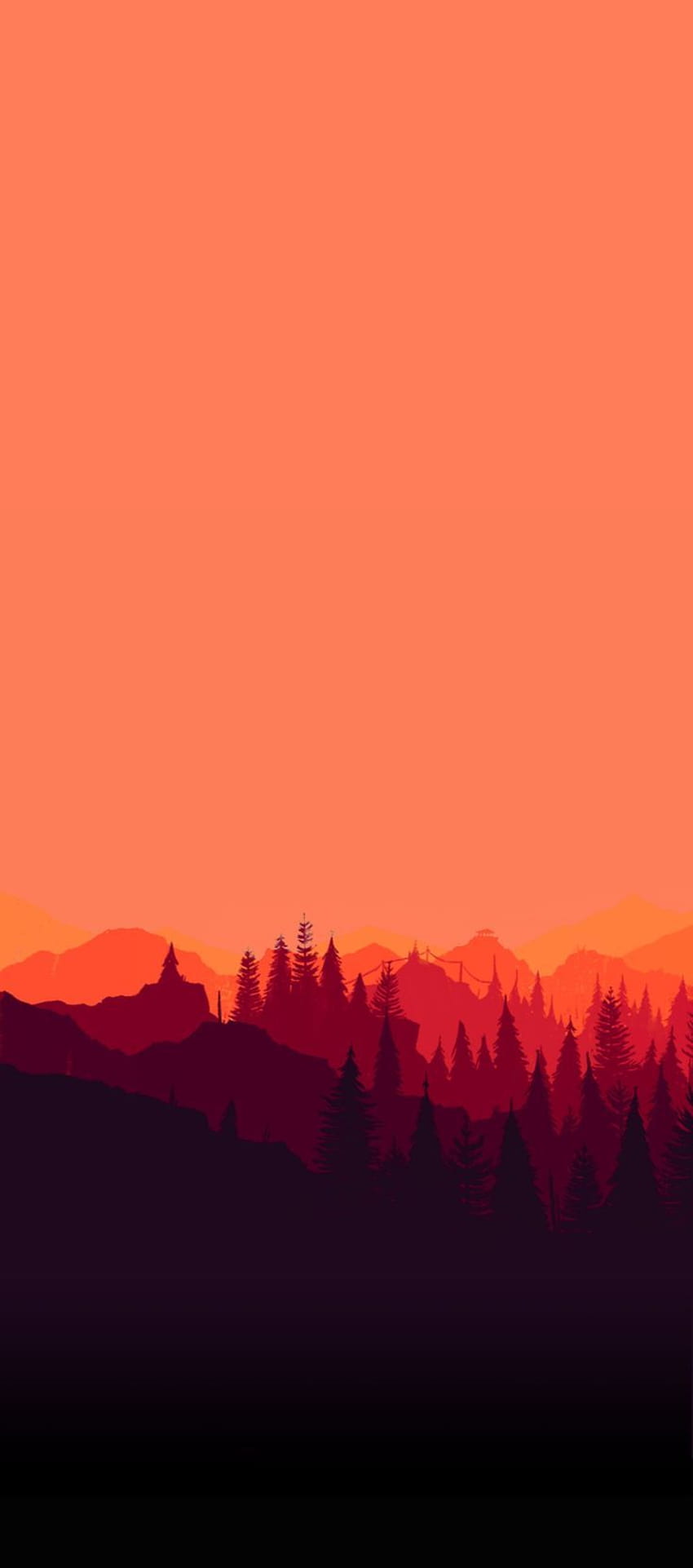 cielo tramonto montagna rosa galassia pulita colore astratto digitale, minimalista arancione e nero Sfondo del telefono HD