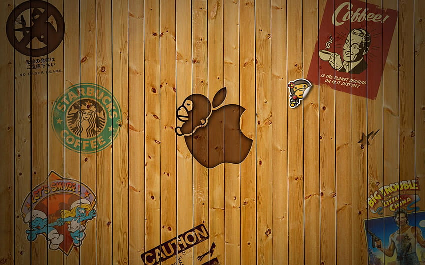 Apple Logo pomme en bois Ordinateurs Mac Macintosh Fond d'écran HD