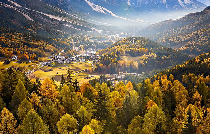 autumn, valley, Italy, The Dolomites , section пейзажи, italy in autumn HD wallpaper