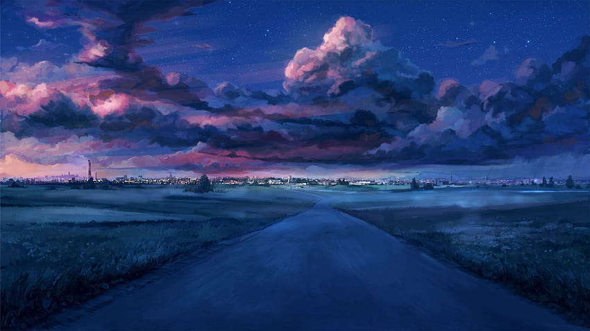2971208 / 1920x1080 Cityscape awan matahari terbenam malam berbintang novel visual musim panas abadi JPG 222 kB, anime malam musim panas Wallpaper HD
