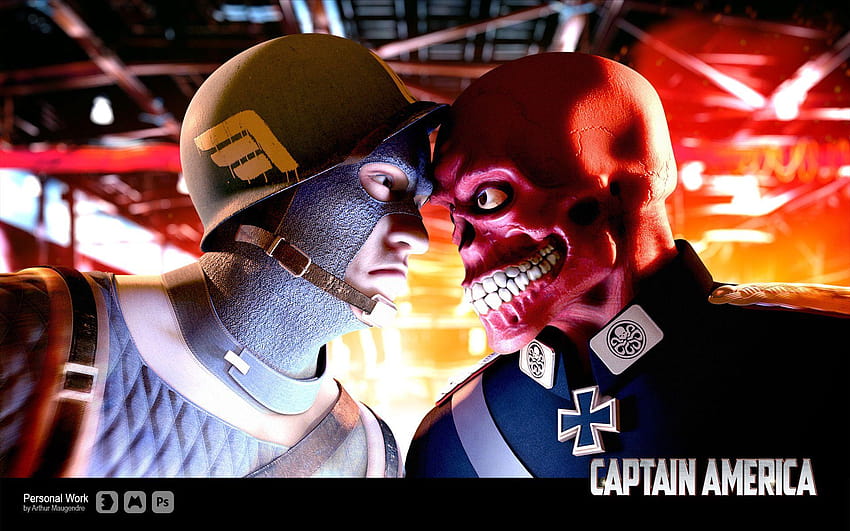 ArtStation, captain america vs red skull HD wallpaper